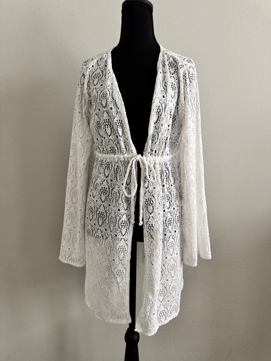 Jantzen Other - Jantzen White Lace Open Front Swimsuit Cover-Up Sz Large